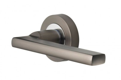 Door Handles Vision Designer Vela Lever on Round Rose Graphite & Polished Chrome 5200